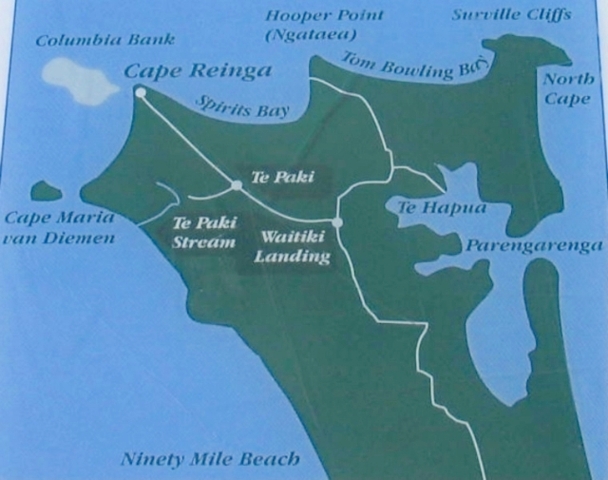 Area map of Cape Reinga, Far North, North Island, New Zealand